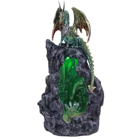 11.4" Green Dragon Cave Backflow Incense Burner with LED Light