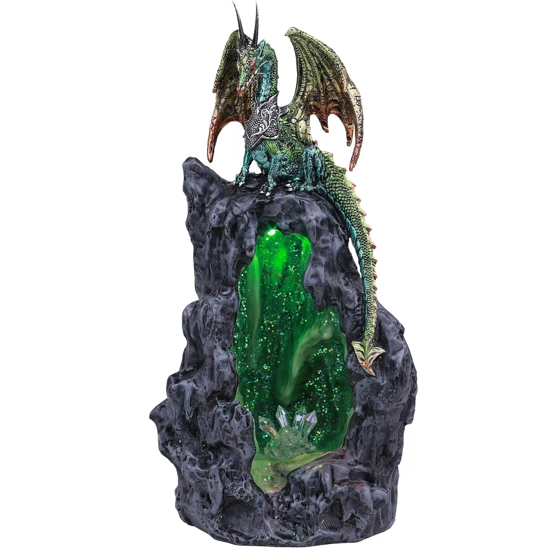 11.4" Green Dragon Cave Backflow Incense Burner with LED Light