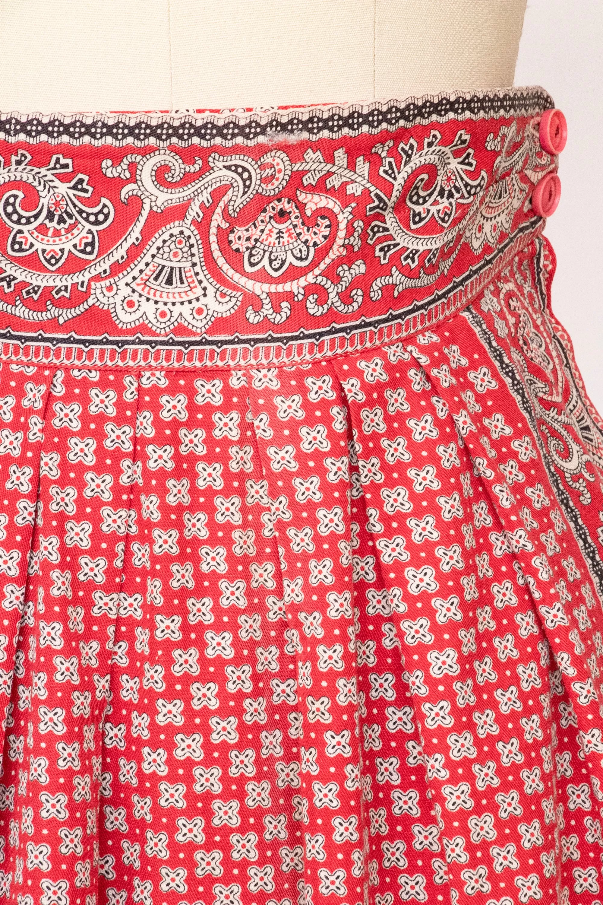 1940s Skirt Cotton Paisley Printed S