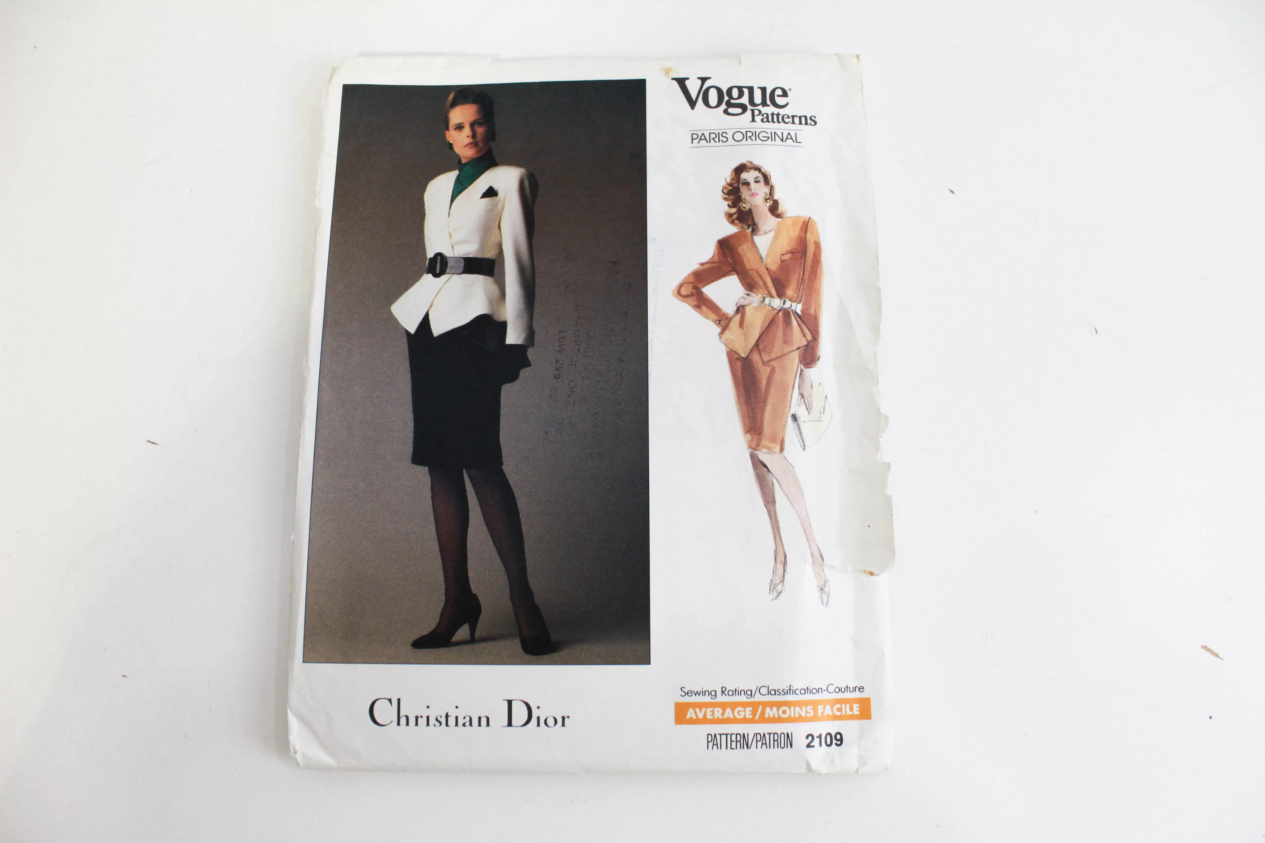 1980s Vogue Paris Original Sewing Pattern 2109 Christian Dior, Skirt Suit Pattern, Complete UNCUT FF, Size 6 8 and 10