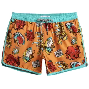 4.5 Inch Inseam Vintage Stretch Animal Strange Swim Trunks