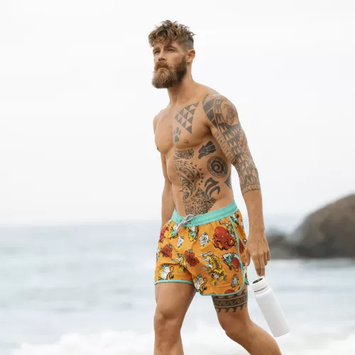 4.5 Inch Inseam Vintage Stretch Animal Strange Swim Trunks