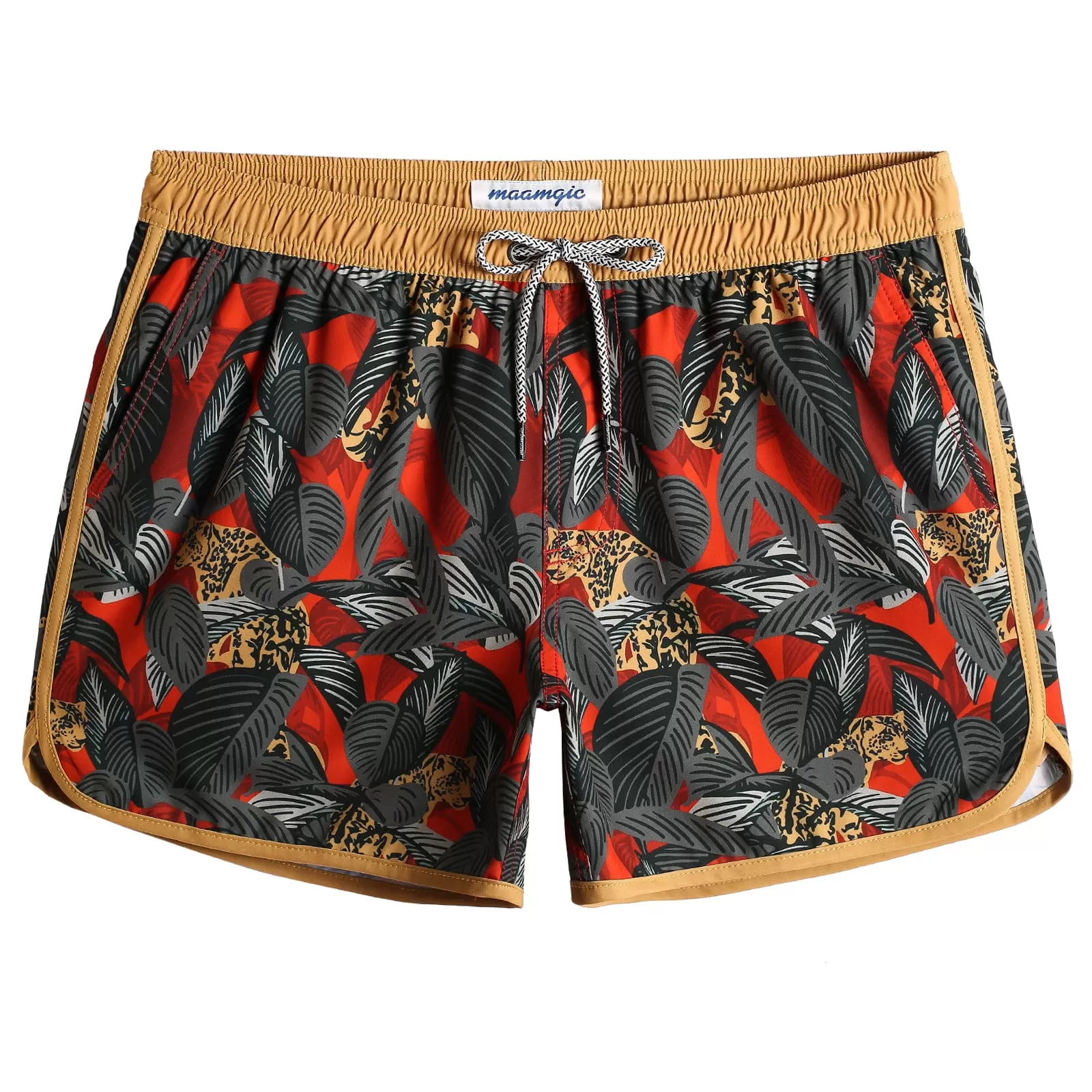 4.5 Inch Inseam Vintage Stretch Neon Dragon Swim Trunks