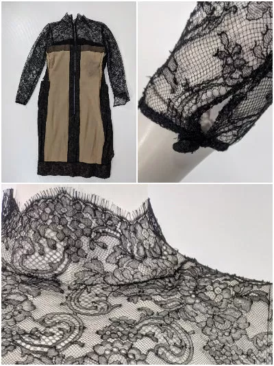 50s/60s Black Lace Dress - sm, med