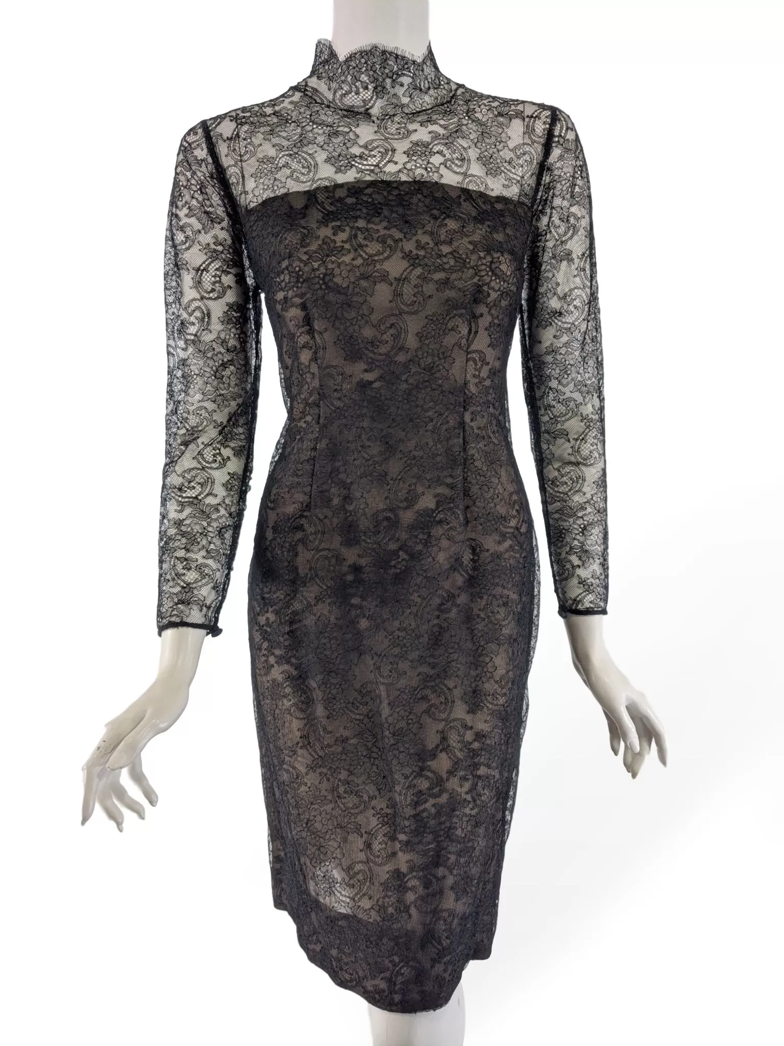 50s/60s Black Lace Dress - sm, med