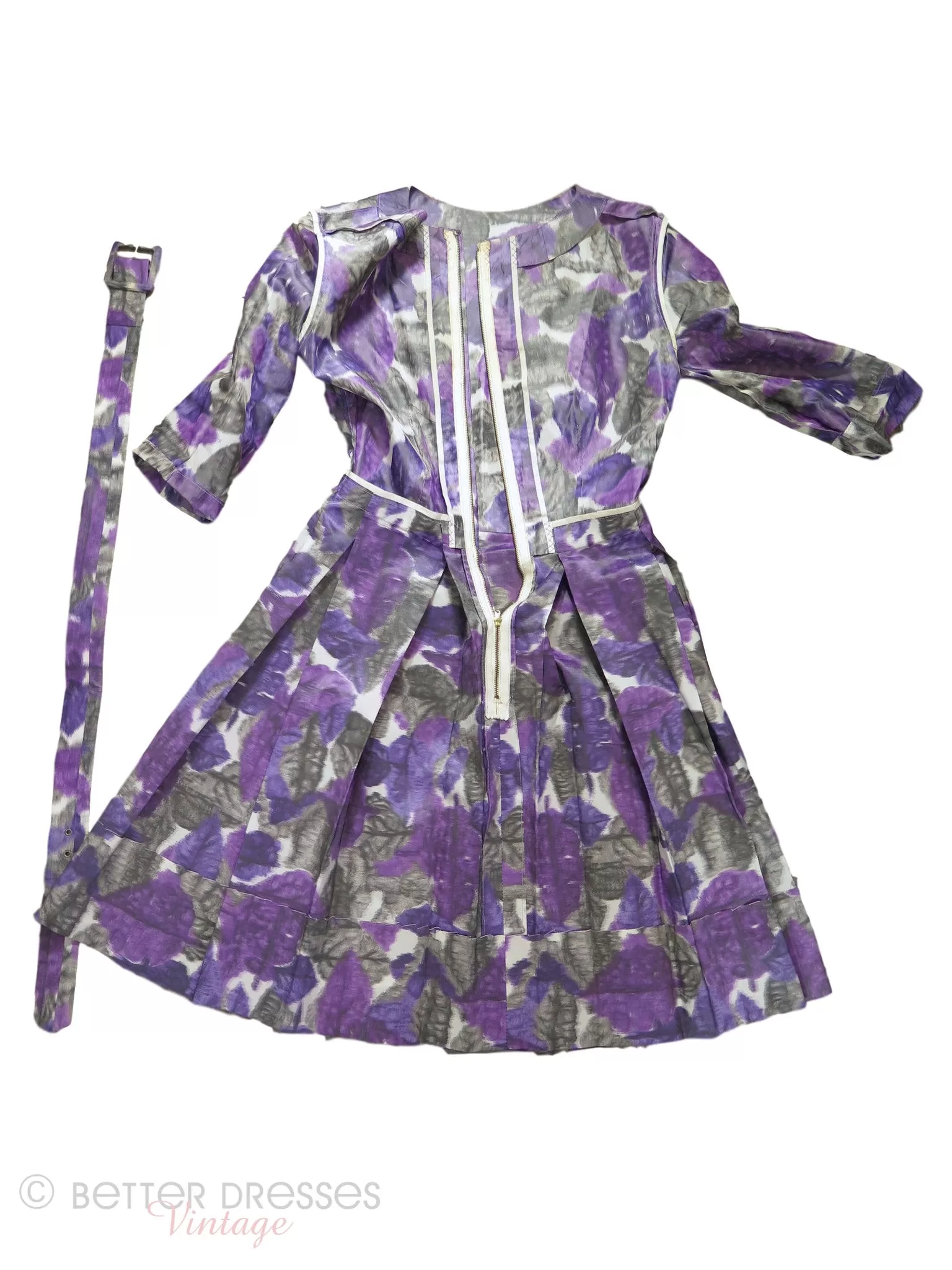 50s/60s Purple Watercolor Dress - sm, med