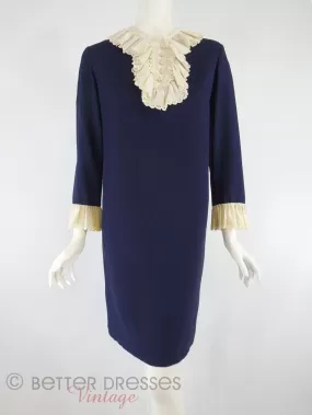 60s Navy Long Sleeve Shift - lg