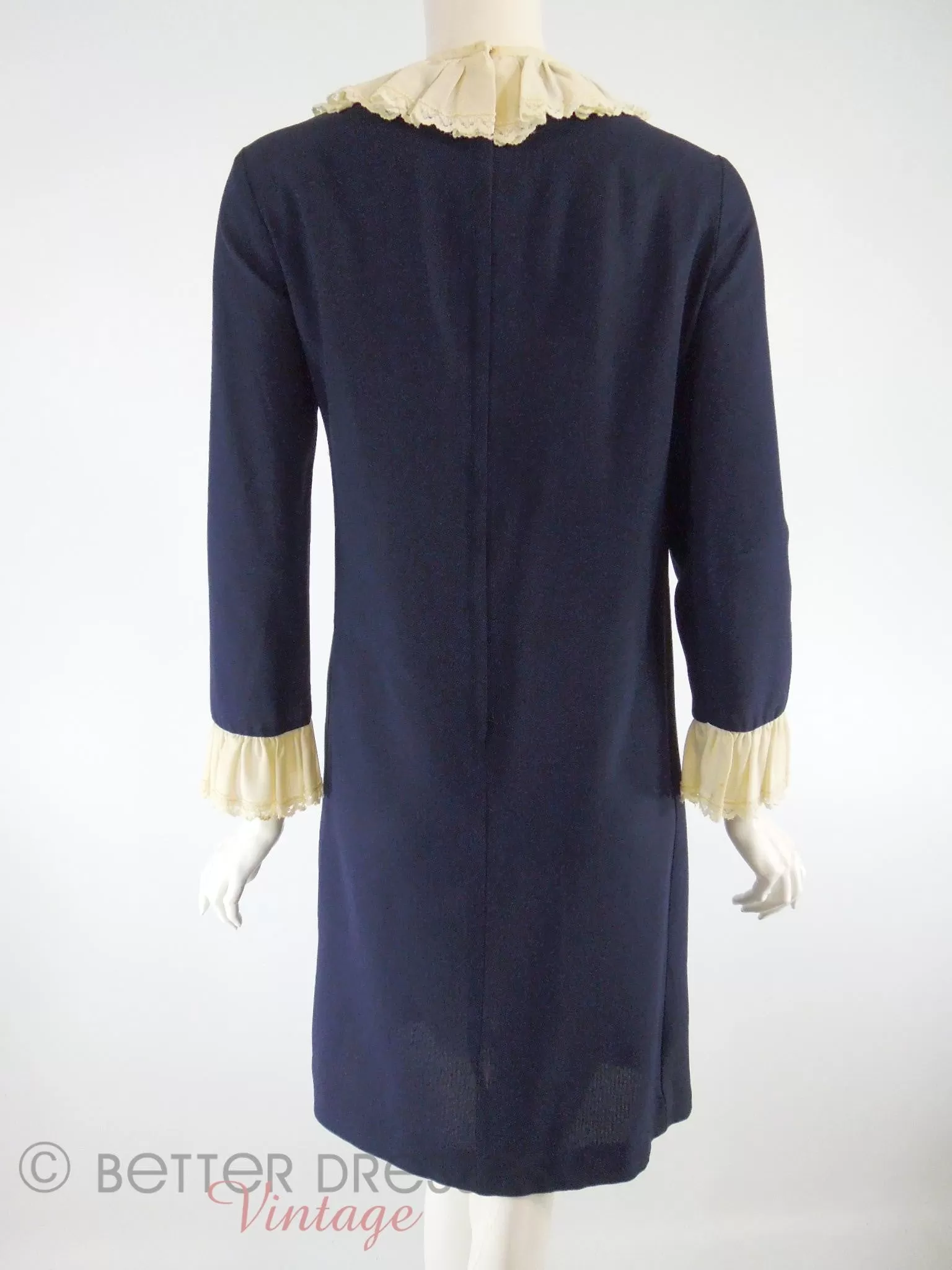 60s Navy Long Sleeve Shift - lg