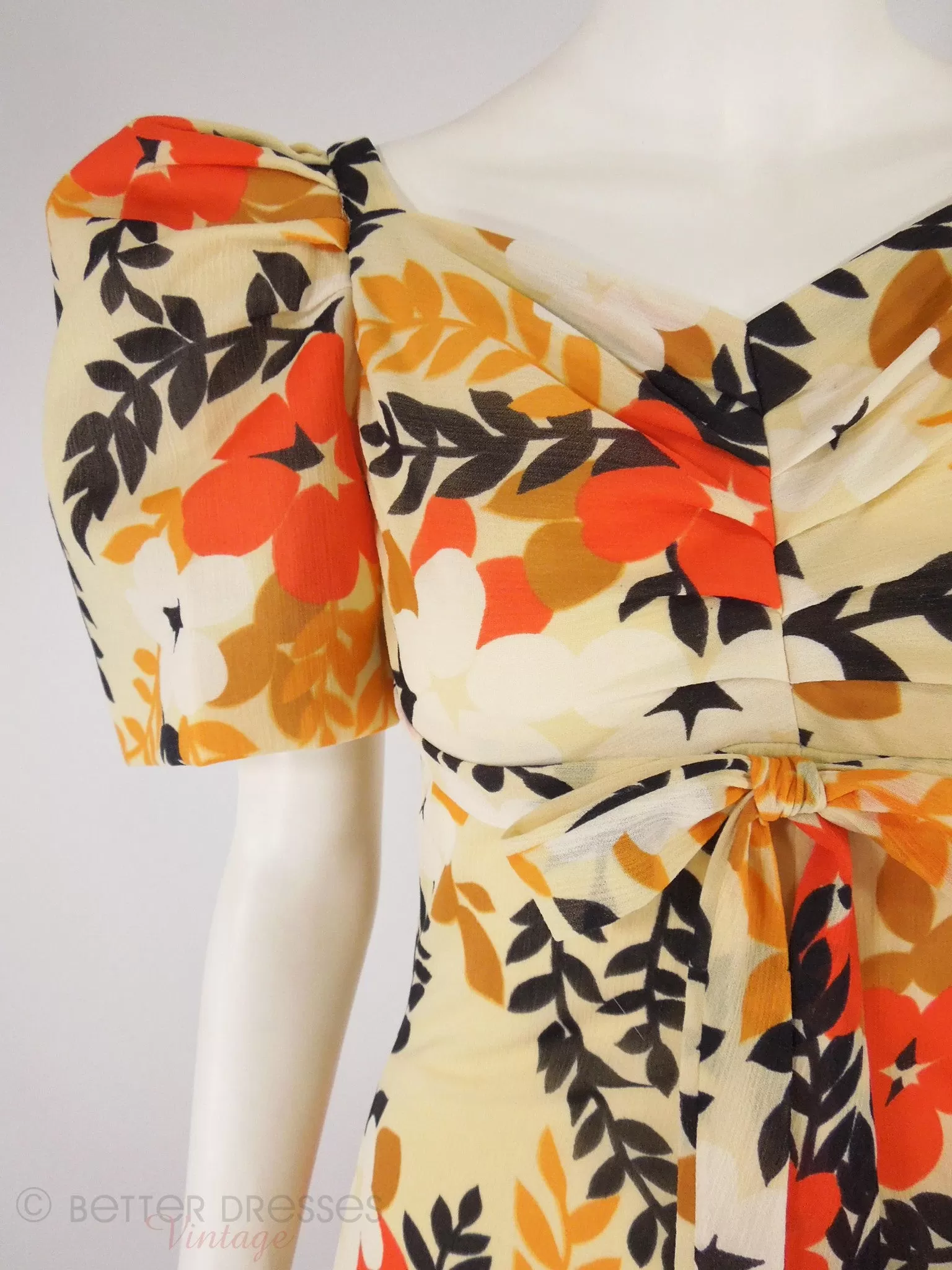 60s/70s Does 30s/40s Floral Maxi Dress - xs, sm