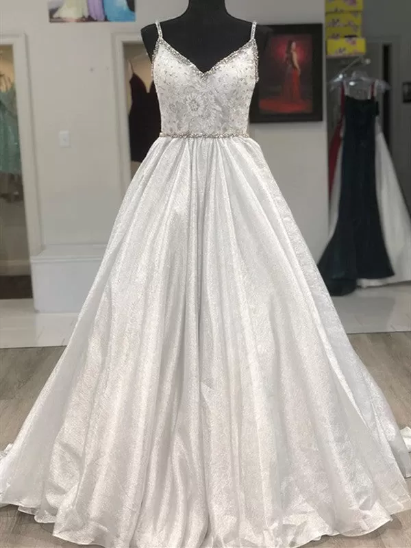 A-line Popular Long Prom Dresses, 2020 Prom Dresses, Lace Prom Dresses