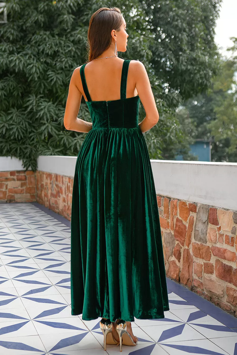 A-line Popular Velvet Holiday Party Dresses, Simple 2023 Long Prom Dresses, Evening Party Dresses