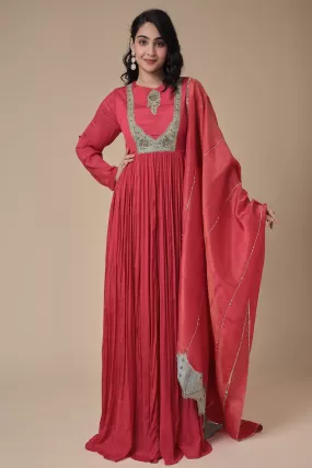 Anarkali Chinon Gown with Embroidered work