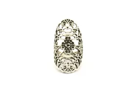 Antique Silver Boho Ring - 1 Antique Silver Plated Brass Adjustable Boho Rings N0143 H0329