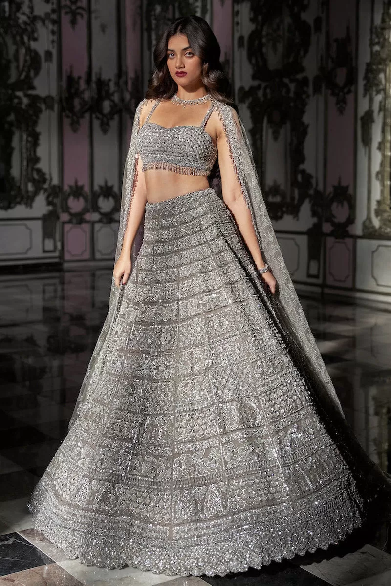 Antique Silver Lehenga Set