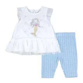 Baby Mode 2 Pc Tunic Top And Capri Set - Mermaid