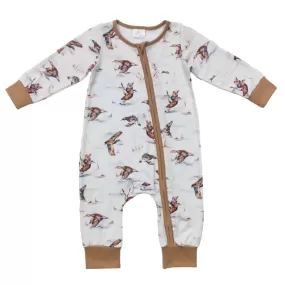 Baby Romper - Boys - Zip - Ducks Tan Cream Western Unisex