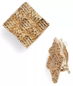 Basketweave clip-on earrings