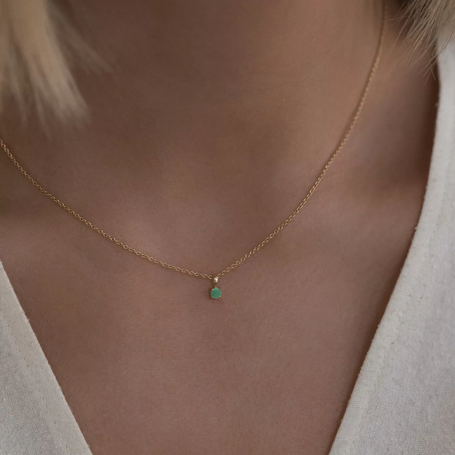 Birthstone Necklace | Gold & Emerald