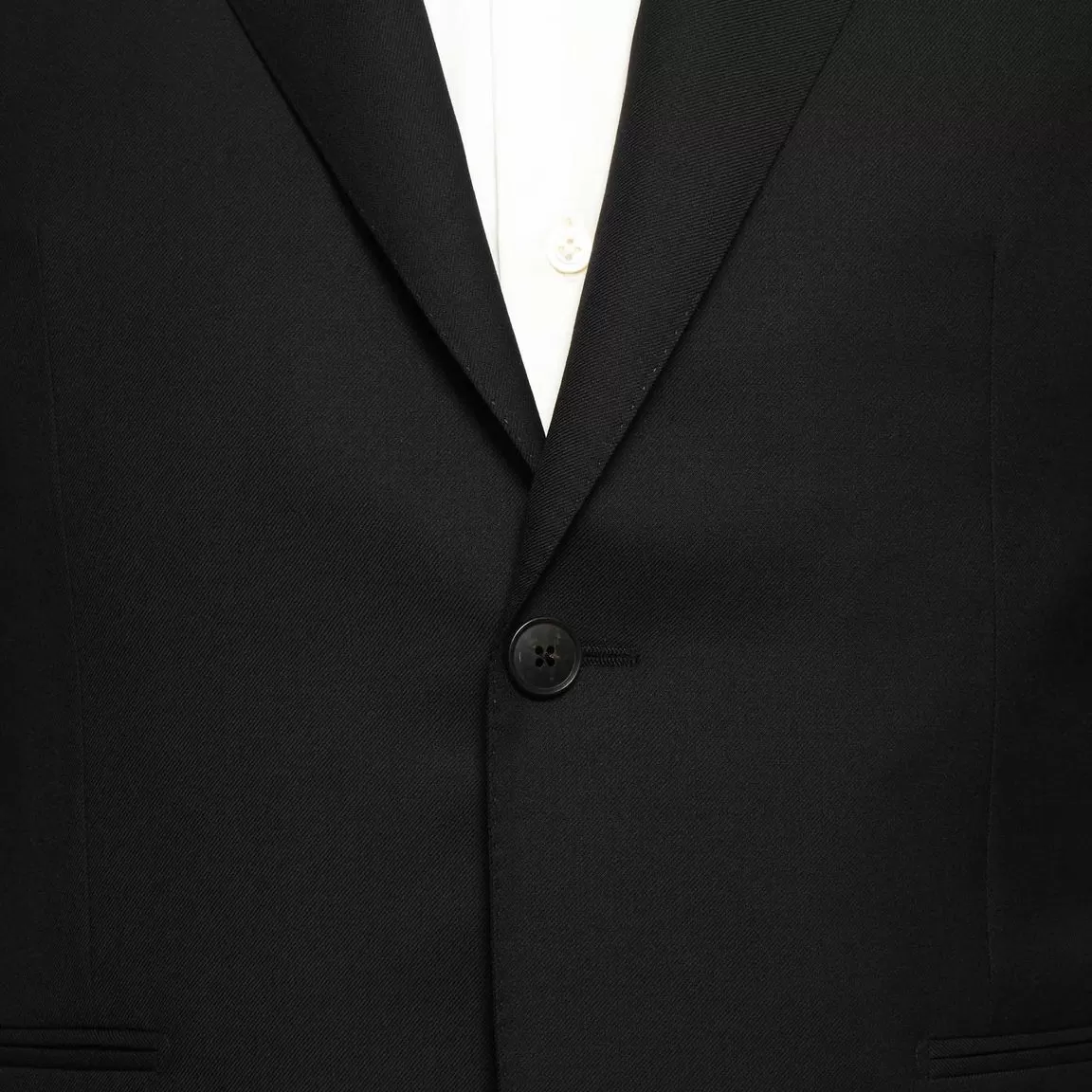 Black Wool Twill Peak Lapel Cocktail Suit