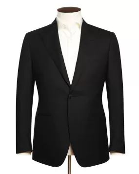 Black Wool Twill Peak Lapel Cocktail Suit