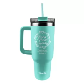 Blessed Girl 40 oz Stainless Steel Mug With Straw Pray Trust Wait