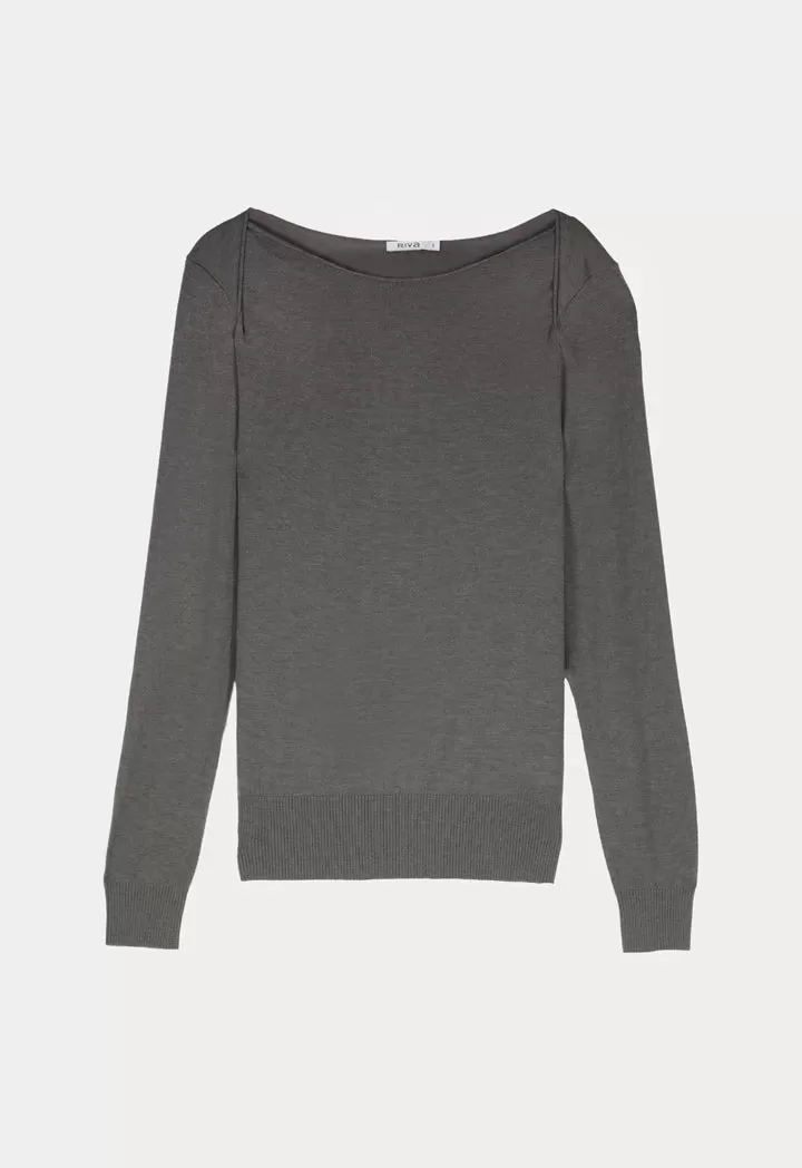 Boat Neck Solid Basic Knitwear