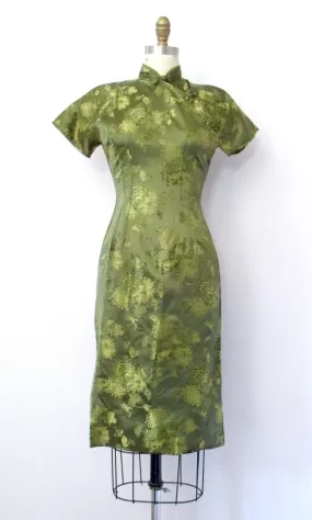 BROCADE CHEONGSAM 60s Cocktail Dress, Size Small