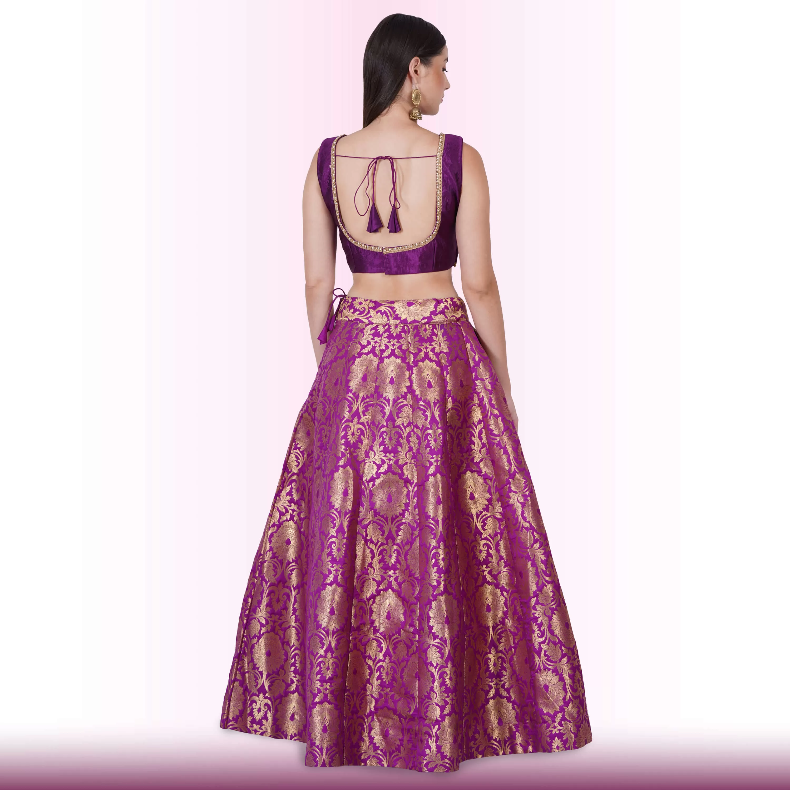 Brocade Lehenga for Celebrations - Purple