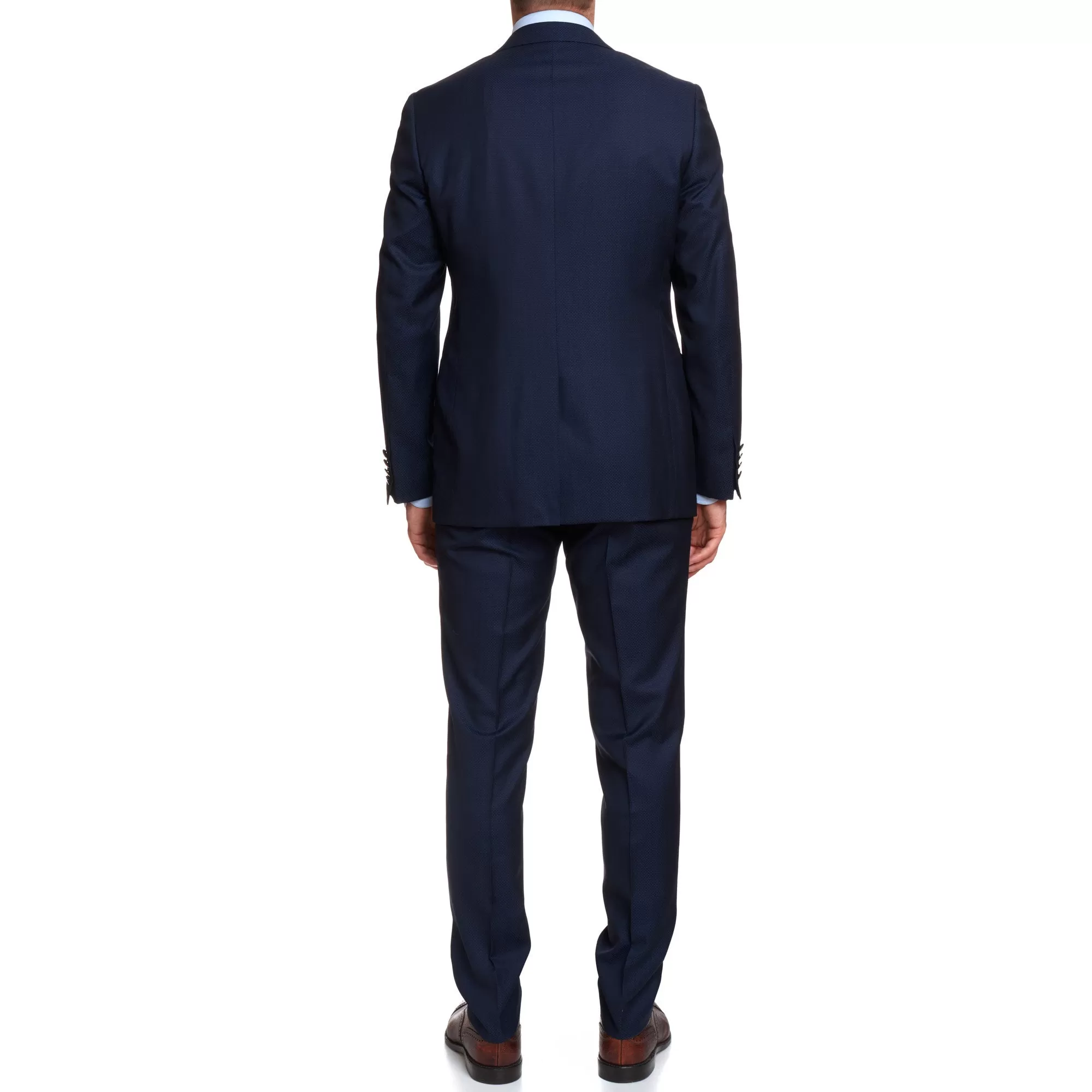 CANALI 1934 Navy Blue Jacquard Wool-Silk 1 Button 3 Piece Suit EU 50 US 40 Slim Fit