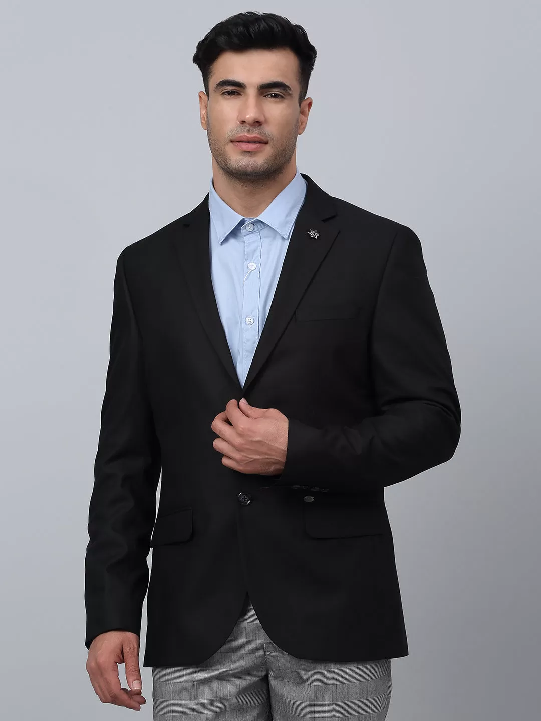 Cantabil Black Solid Full Sleeves Formal Blazer For Men