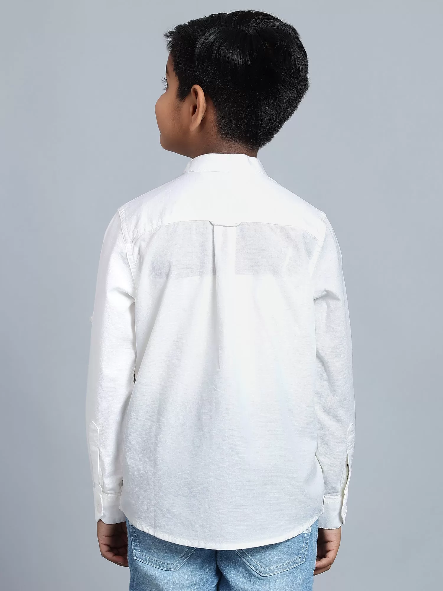 Cantabil Boy's White Solid Full Sleeve Casual Shirt