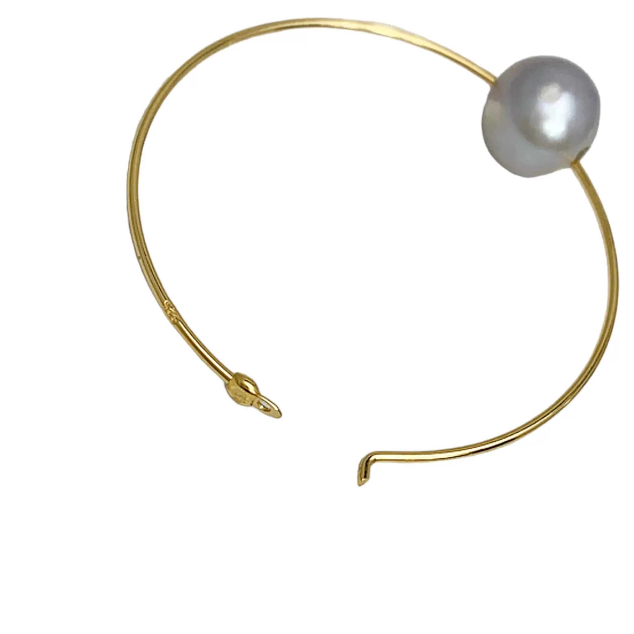 Chan Luu 1.50 Inch Grey Floating Pearl Hoops in Gold Plated