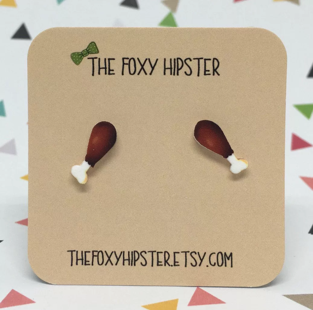 Chicken Turkey Leg Drumstick Emoji stud Earrings