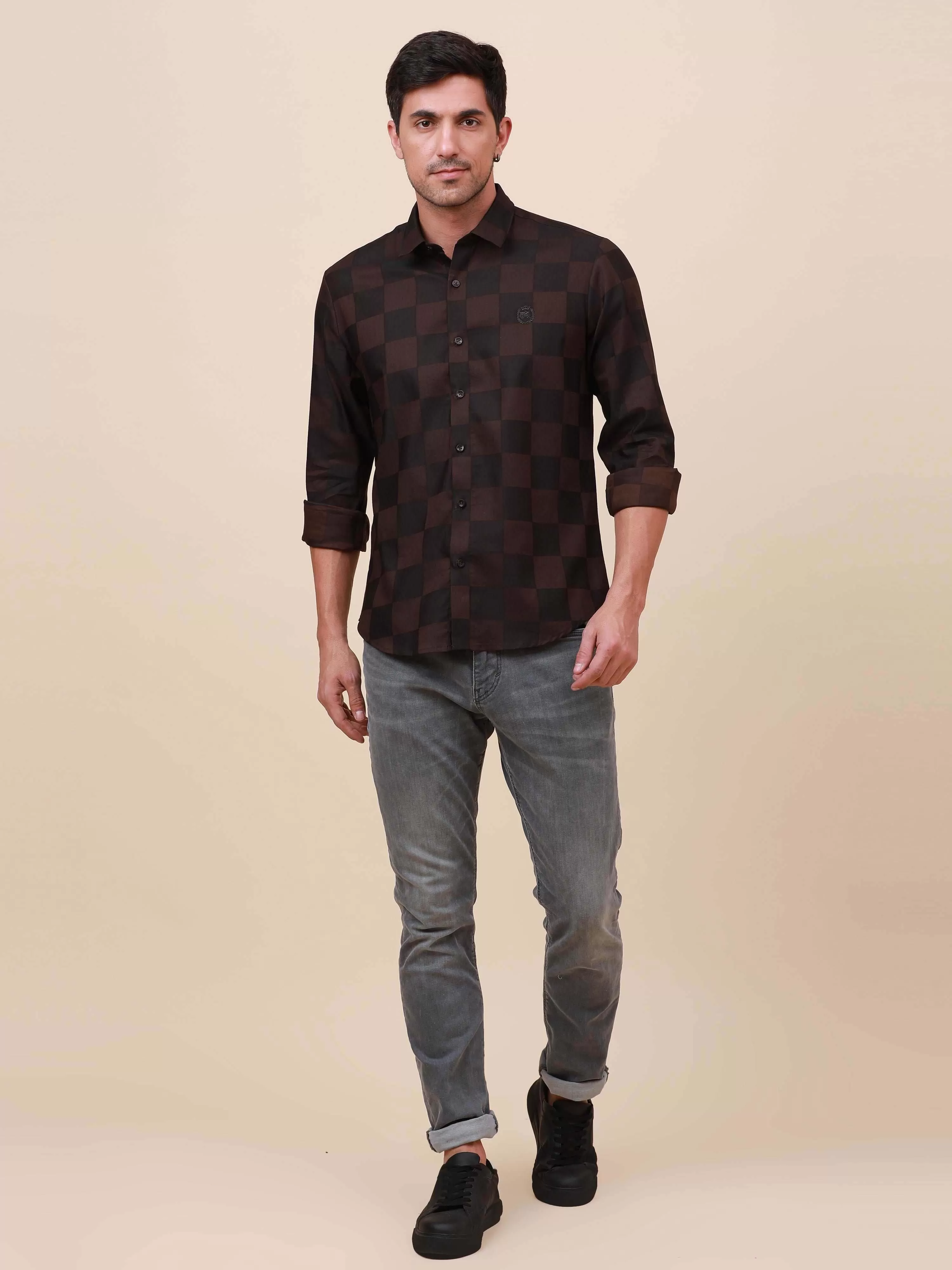 Coffee Check Pocketless full sleeve shirt