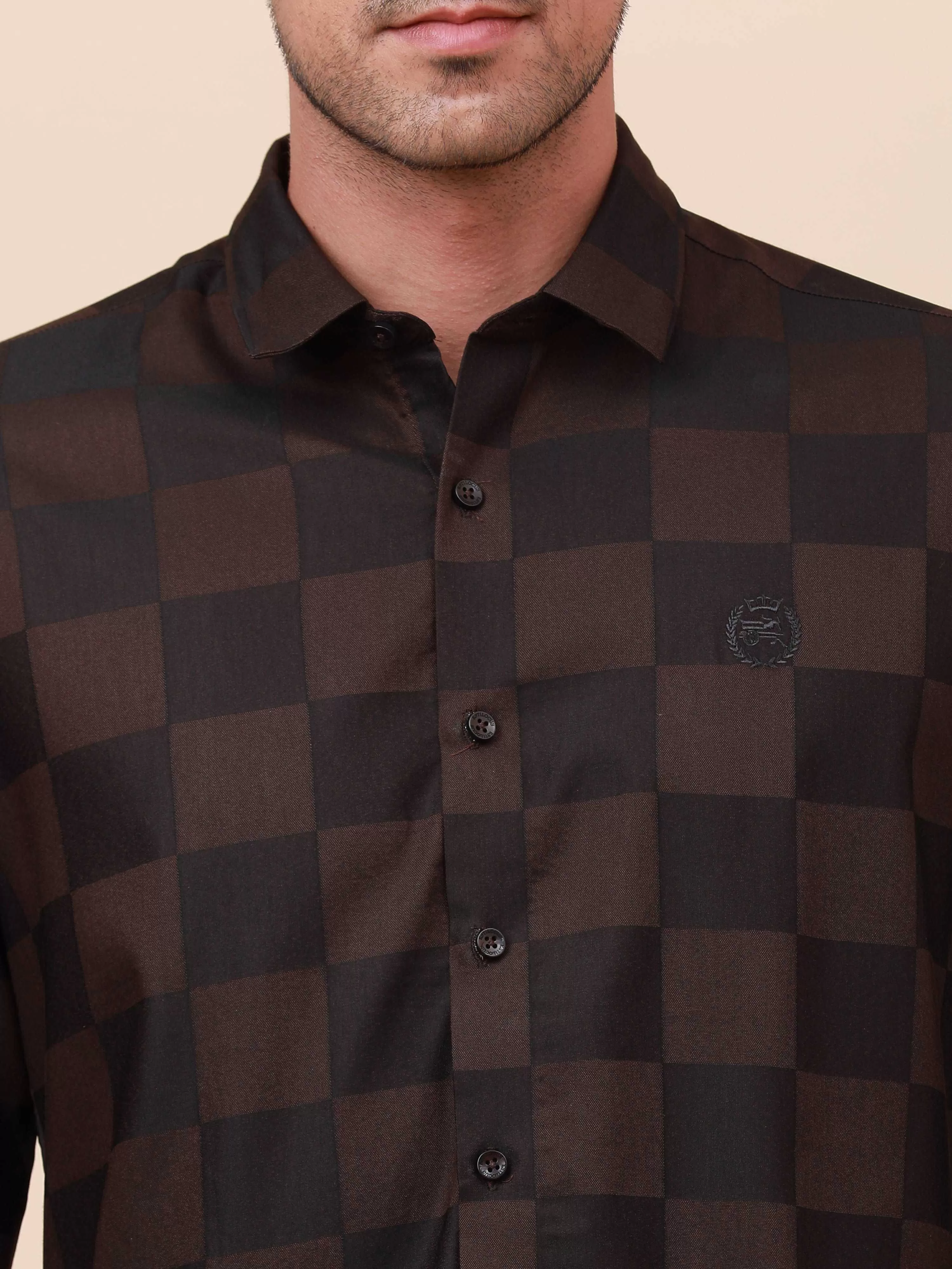 Coffee Check Pocketless full sleeve shirt