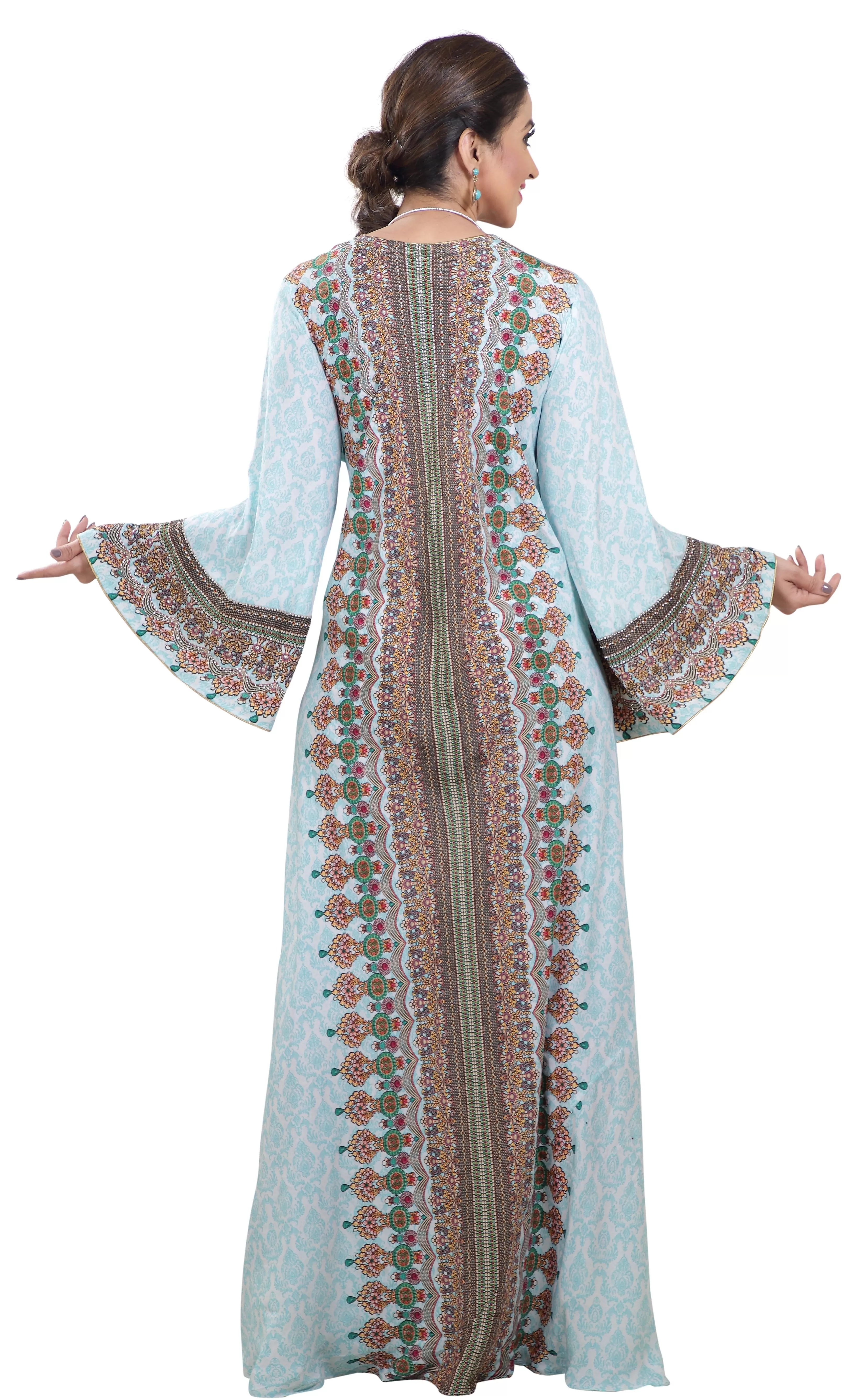 Customized Digital Kaftan With Mix Embroidery