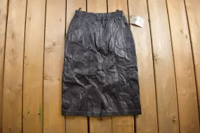 Deadstock Vintage 1980s Jacqueline Ferrar Black Leather Skirt Size 26 x 26 / Jc Penny / Vintage Skirt / 80s Retro Style / Genuine Leather