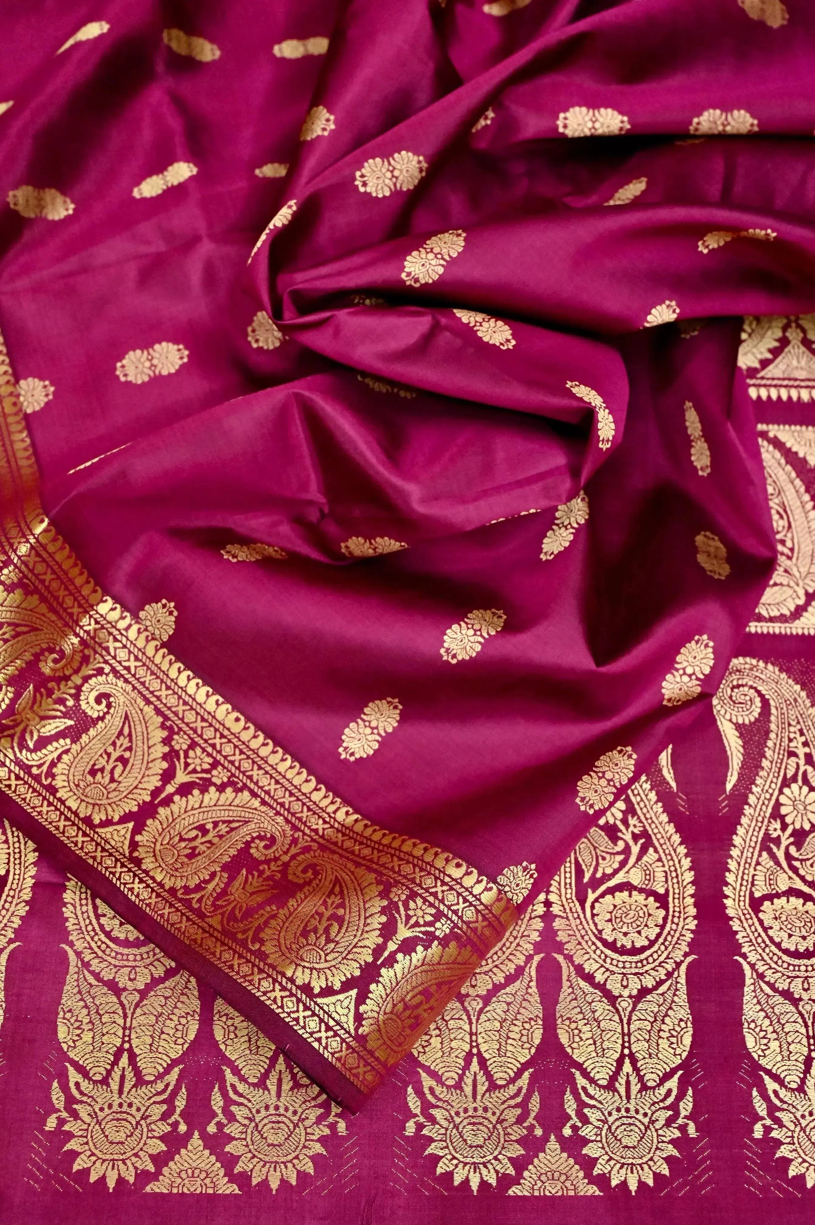 Deep Magenta Color Baluchari Silk Saree