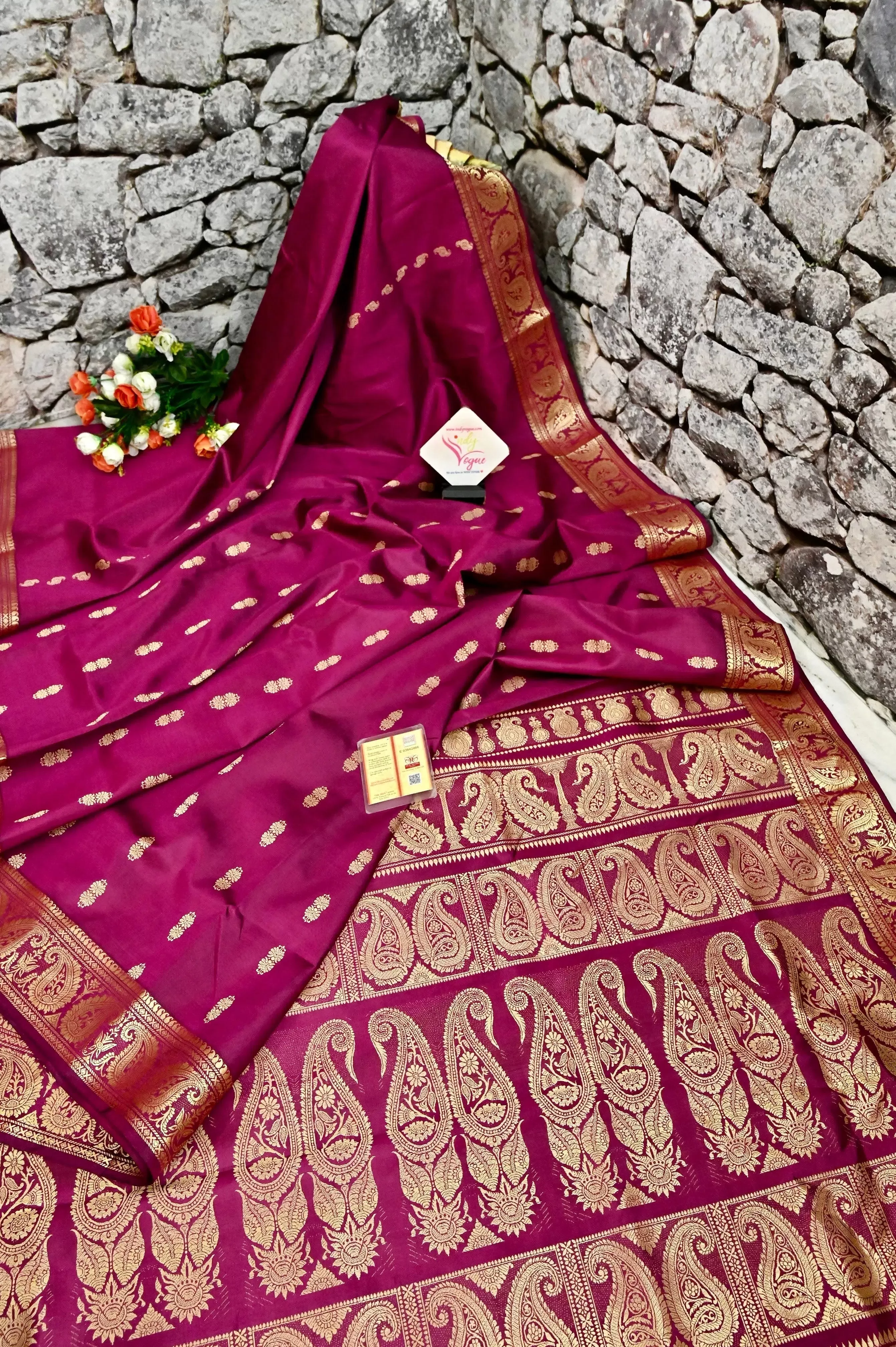 Deep Magenta Color Baluchari Silk Saree