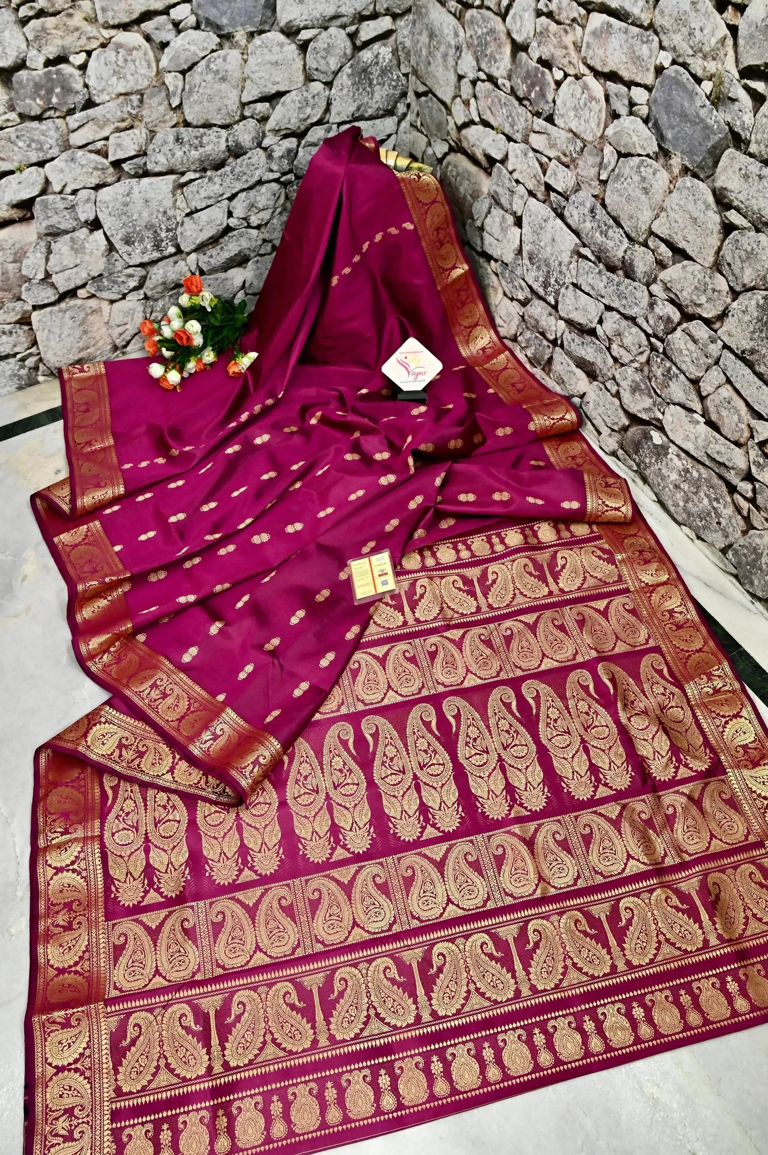 Deep Magenta Color Baluchari Silk Saree