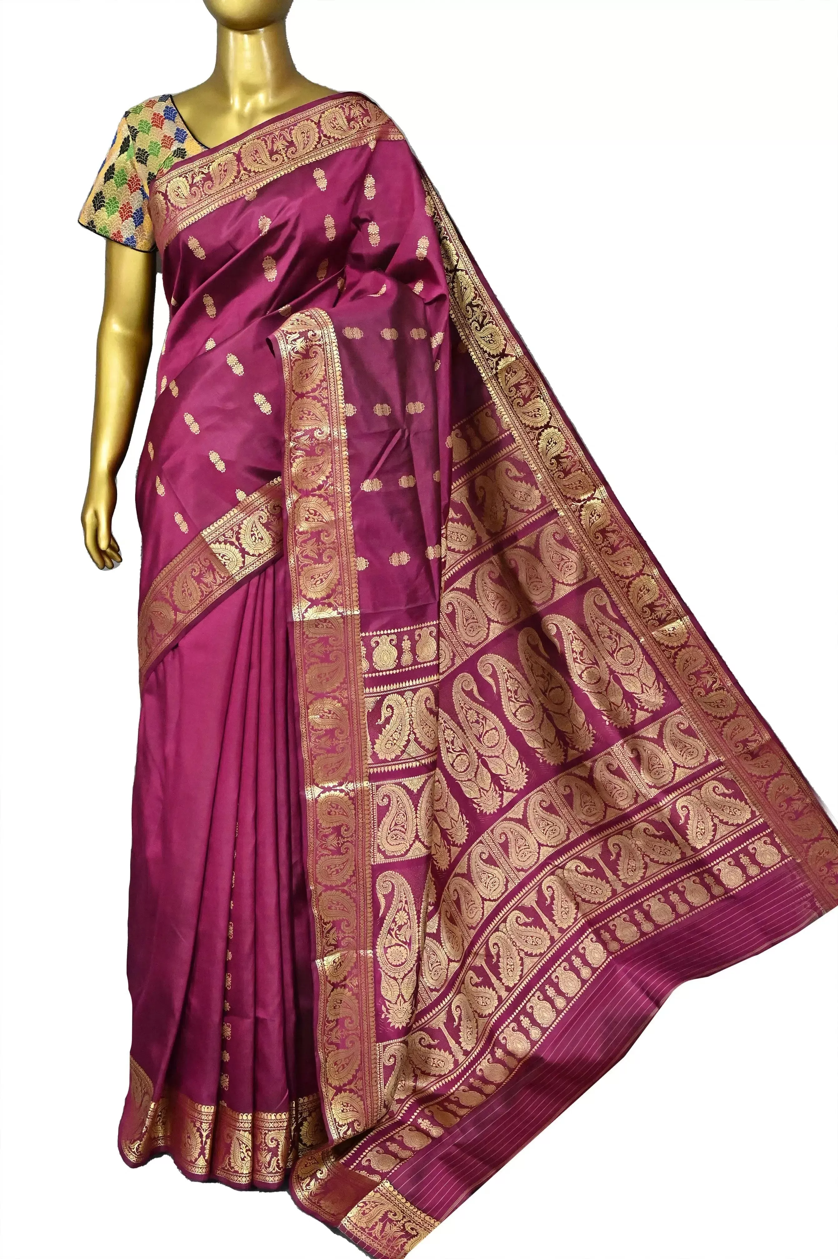 Deep Magenta Color Baluchari Silk Saree