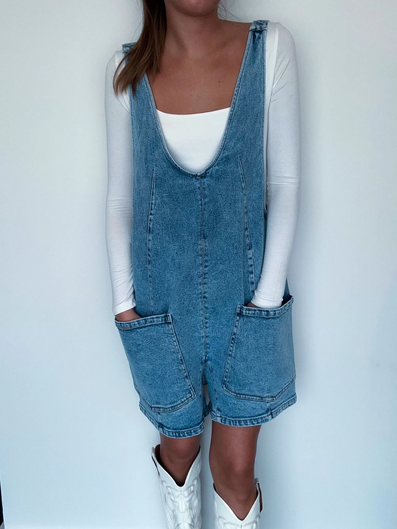 Denim Deep Pocket Romper