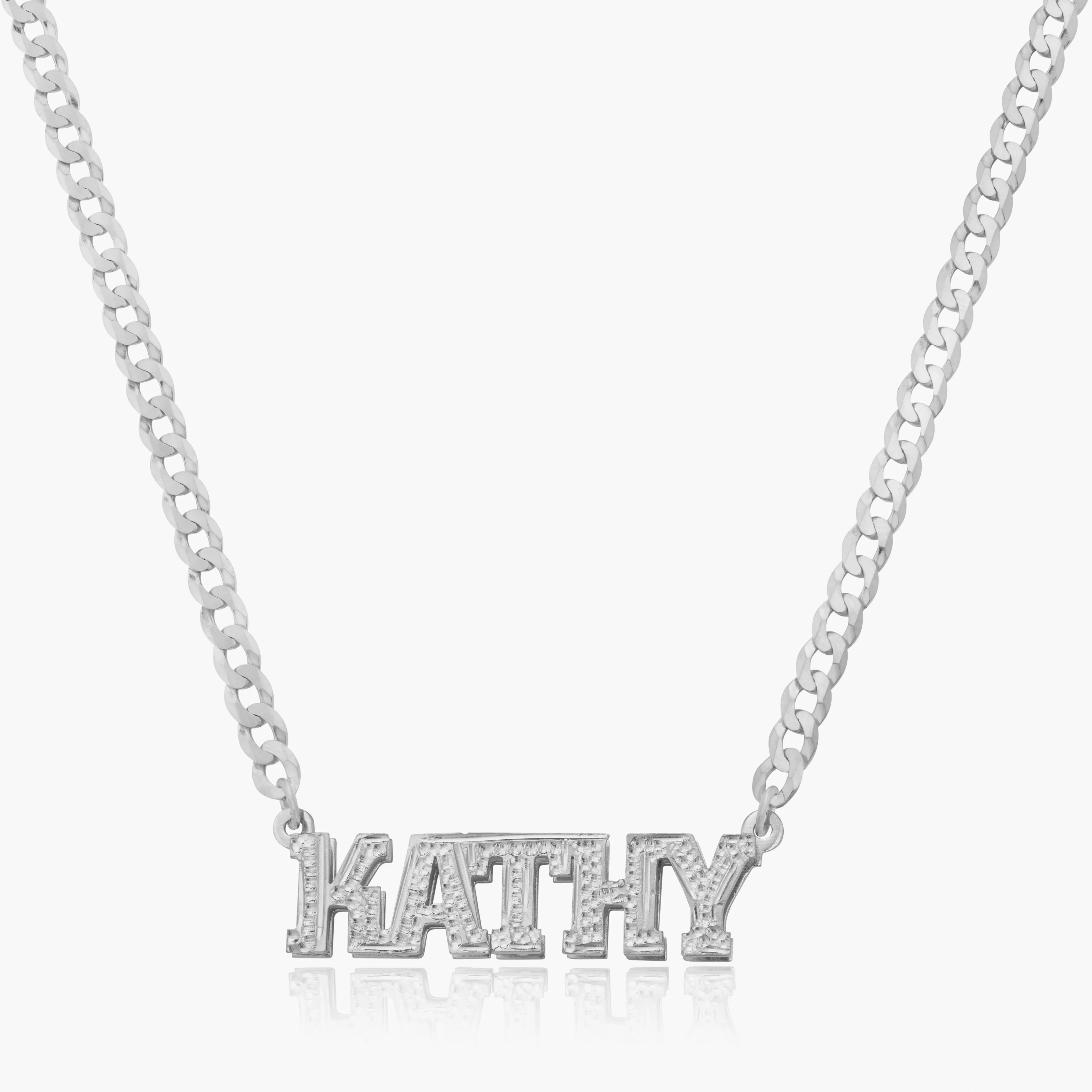 Double Plated Block Name Necklace