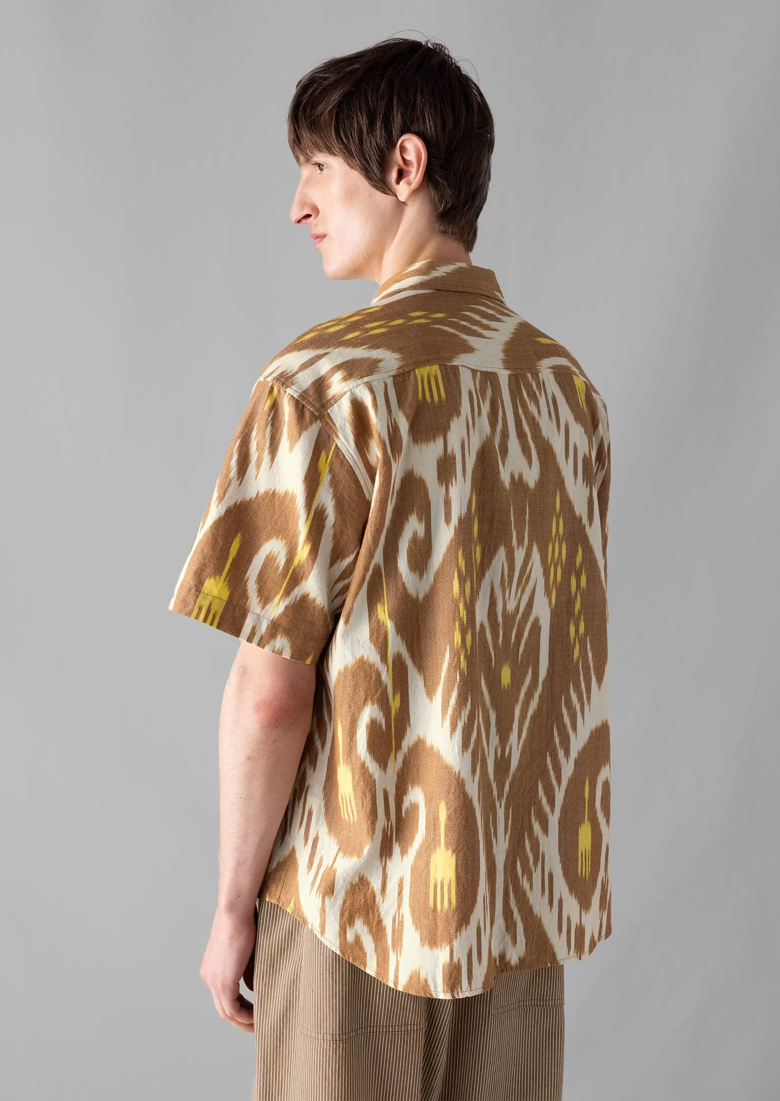 Dropped Shoulder Ikat Shirt | Brick