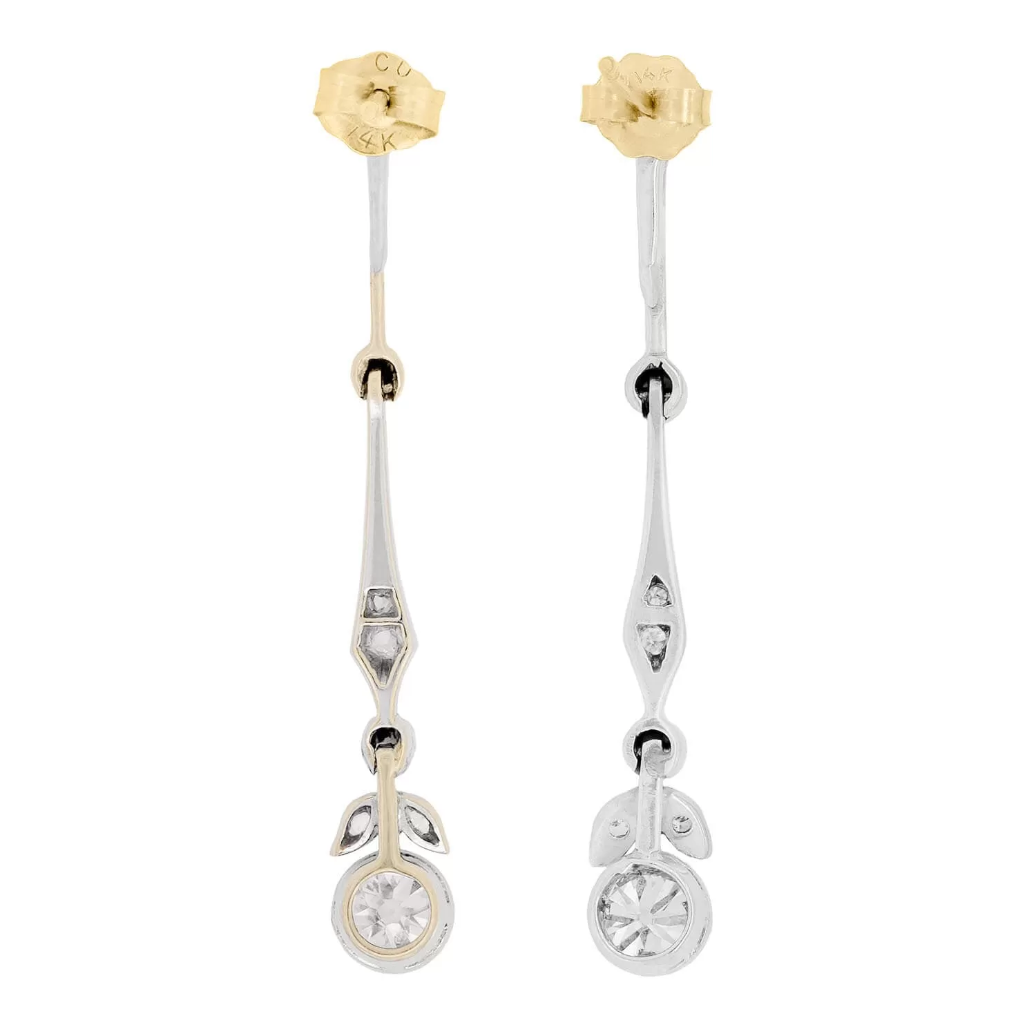 Edwardian 14k Diamond Earrings .75ctw