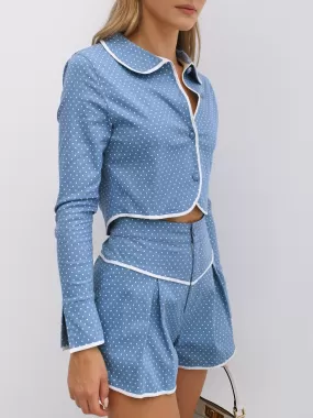 Estha Polka Print Jacket | Pale Blue