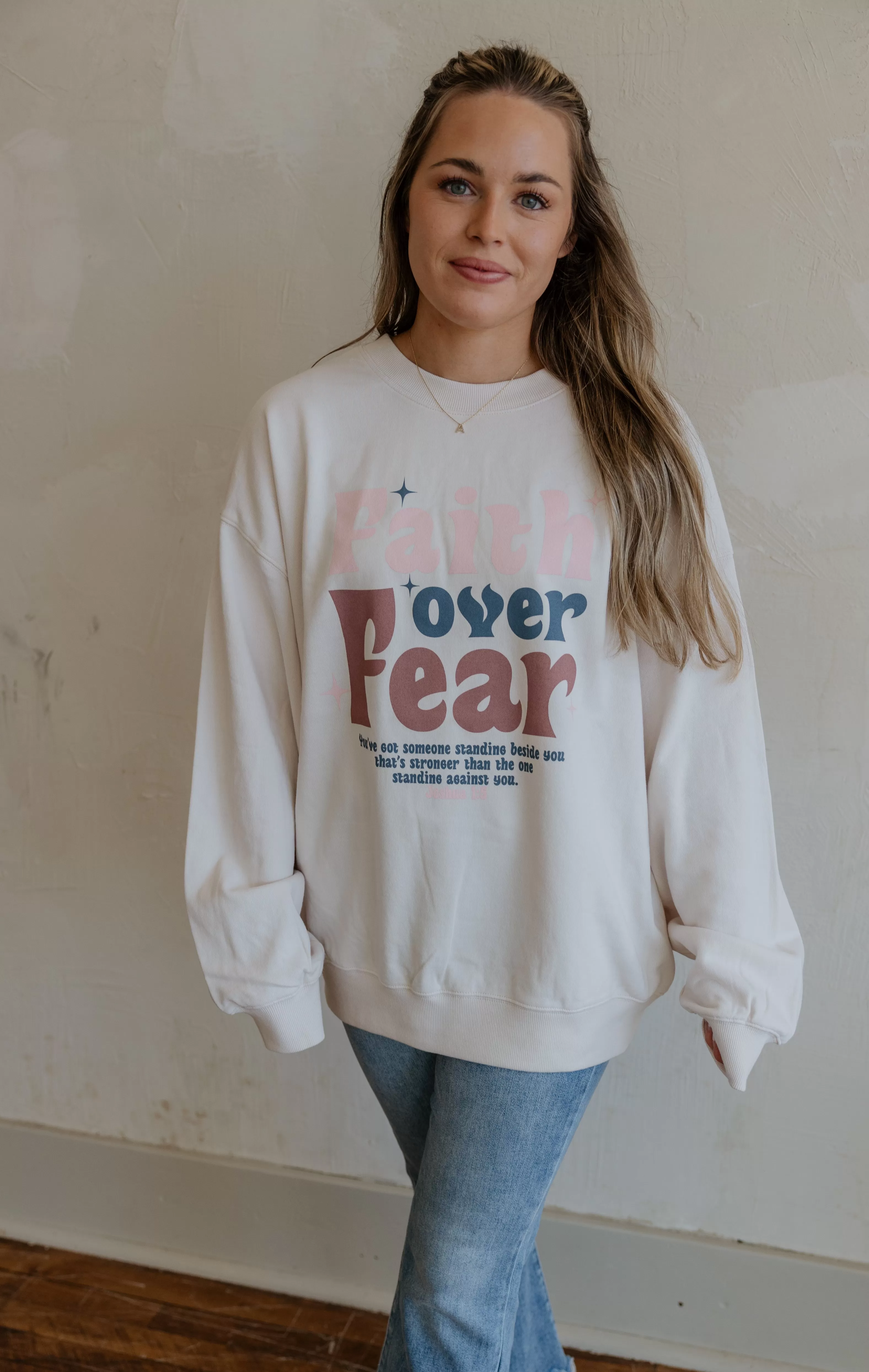 FAITH OVER FEAR CREWNECK SWEATSHIRT BY IVY & CO