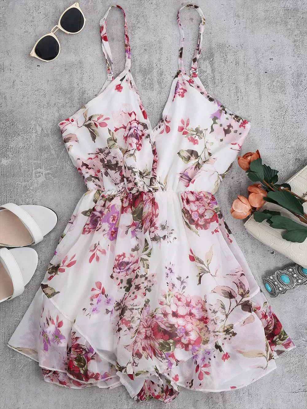 FERN’S FLORAL CHIFFON ROMPER