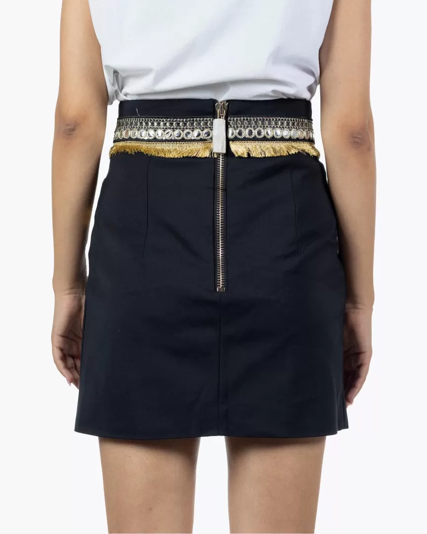 FLAVIO CASTELLANI BLACK GOLDEN MINI SKIRT