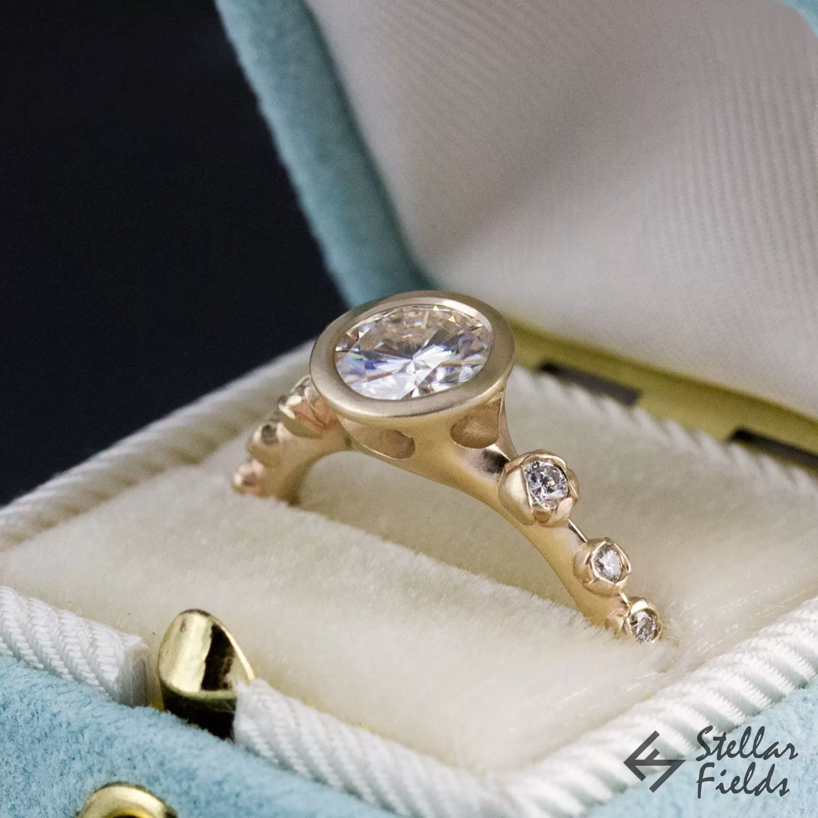 Floral Bezel Engagement Ring Forever One Moissanite - Albertine Ring